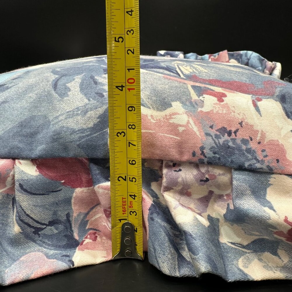 Vintage Throw Pillows Handmade 1980s Floral Ruffled Pink Blue Decorative Flowers - Picture 8 of 8